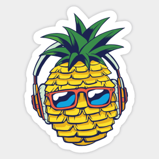 Cool Pineapple with Sunglasses and Headphones Sticker